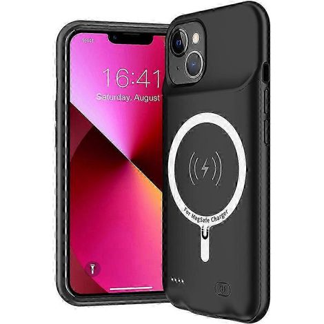 Coque de chargement pour iPhone 13 avec batterie rechargeable étendue 7000 mAh, bords en TPU souple et boîtier ABS, compatible avec le chargeur sans fil MagSafe (prise en charge audio).