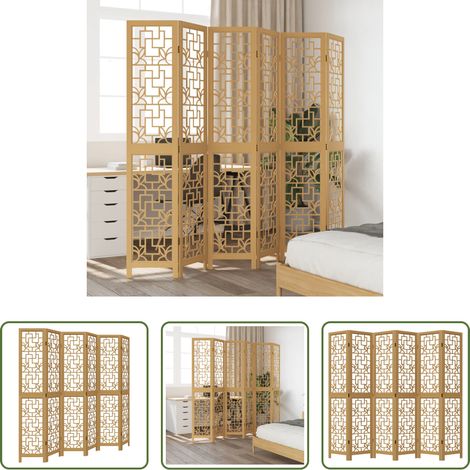 Wohnzimmer - 6-tlg. Raumteiler Braun Massivholz Paulownia (1/5)