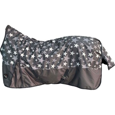 155 cm, grigio scuro stelle piccole: Coperta da paddock per cavalli modello Pittsburgh Stars tessuto esterno 600 denari imbottitura 300 g (1/4)