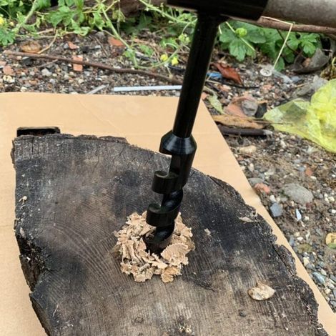 Tarière à Bois Manuelle, φ16x230mm, Perceuse à Main Bushcraft en Acier au Carbone, Tarière Manuelle Bois Polyvalente pour Aventure Extérieure, Camping, Travail du Bois (1/5)