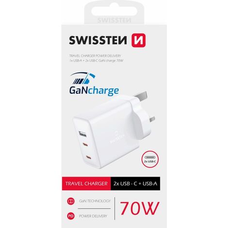 Caricabatterie da viaggio gan 1x usb-c 45w power delivery bianco