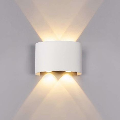 Applique murale 12 W à 4 LED, étanche IP65, pour intérieur/extérieur, blanc chaud 2800 K, design moderne, éclairage vers le haut et vers le bas, en aluminium. (1/5)