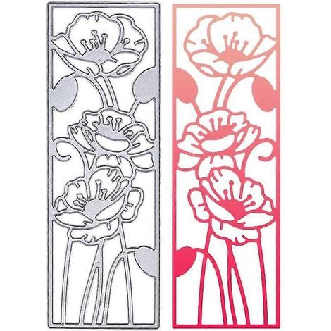 4 matrices de découpe métalliques pour cadres floraux, pochoirs de gaufrage, gabarits de découpe pour scrapbooking, marque-pages et création de cartes. (1/2)