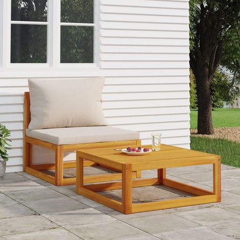 Ensemble de canapés de jardin coussins 2 pcs Sofa Banquette de jardin bois massif acacia 73225 (1/5)