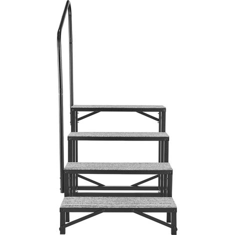 Mophorn Wohnmobiltreppe mit 4 Stufen, 299,38 kg Tragkraft, rutschfeste Trittfläche, Außentreppe für Camper, Wohnwagen, Mobilheim, Pool, Spa, ideal für Senioren und Haustiere, Schwarz (1/5)
