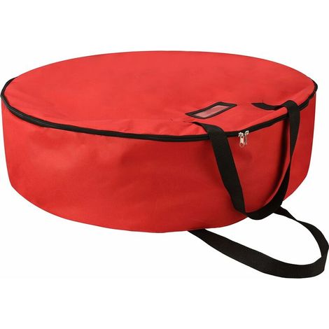 Christmas Wreath Storage Bag 30 Inch, with Durable Handles, Double Zipper, Card Slot, Tear Resistant, 600D Oxford Fabric Red (1/5)