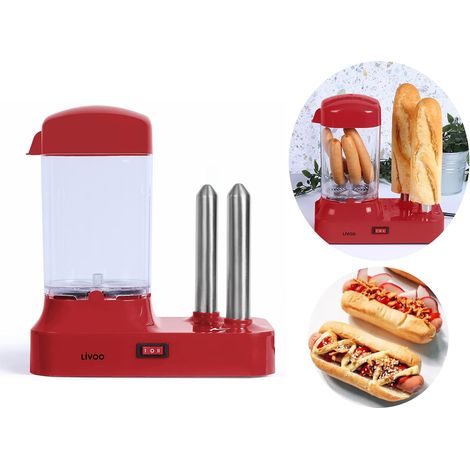 Hot-Dog-Maker für 6 Würstchen, mit herausnehmbarem Heizbehälter, Wurstwärmer aus Edelstahl (1/4)
