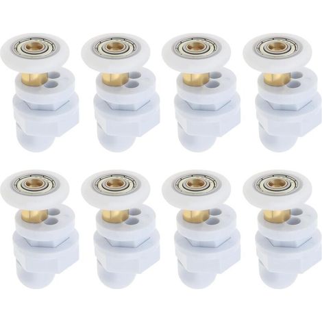 8pcs 23mm Rouleaux de Porte de Douche Salle de Bain Poulies de Porte Coulissantes en Verre Roues de Rechange Ultra-silencieuses Roues de 23mm de Diamètre pour Porte de Douche Hammam-Crezuo (1/4)