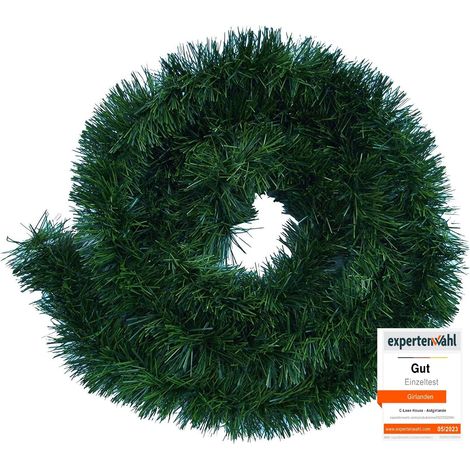 Excellent 10m Artificial Fir Green Garland - Suitable for both indoor and outdoor use - This fir garland delights the whole family (1/5)
