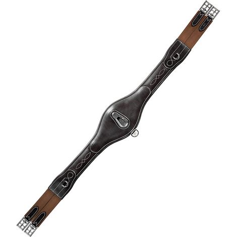 130 cm, Schwarz 10: Pflanzengegerbter Lederbriesgurt mit Karabinerhaken und Edelstahlschnallen