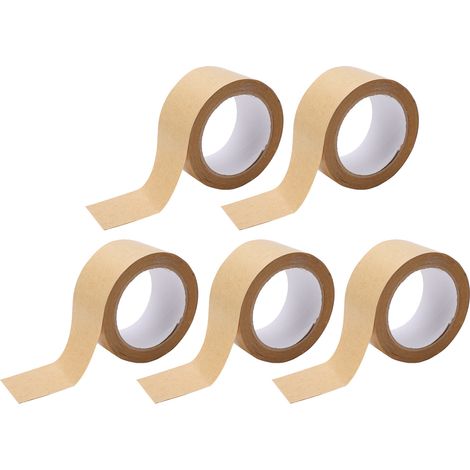 Lot de 5 rouleaux de ruban adhésif kraft résistant, auto-adhésif, biodégradable et écologique. (1/5)