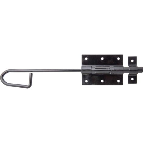 Verrou de box porte-cadenas avec boucle serrée plastifié, en noir platine 90 x 67 mm boulon Ø 13,5 x 300 mm