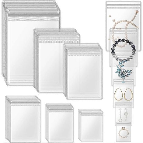 Packung mit 300 Schmuckbeuteln, selbstverschließende, transparente Beutel mit Reißverschluss, Anlaufschutz zur Aufbewahrung von Armbändern und anderem Schmuck.