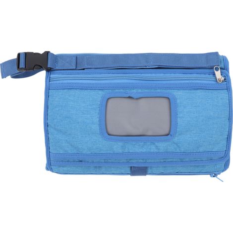 Tapis à langer bébé portable imperméable, pliable avec grande capacité de rangement, idéal pour les voyages, bleu (1/5)