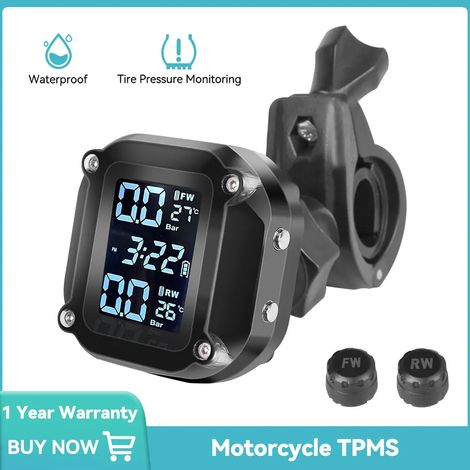 (TPMS pour moto) Capteurs de pression des pneus pour véhicules à moto - Système de surveillance de la pression des pneus externe - Convient aux motos, scooters et autres véhicules. (1/5)