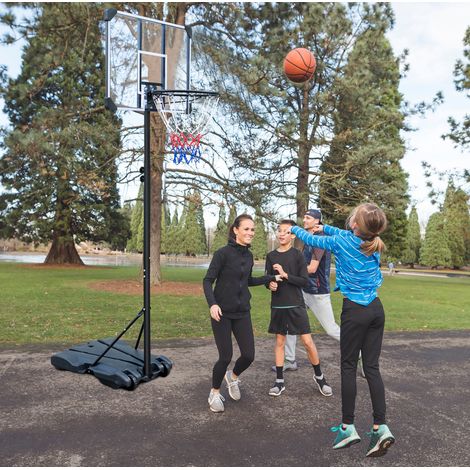 Panier de basket portable 81,28x58,42 cm en acier noir, réglable, pour extérieur – MEUBLIV (1/5)