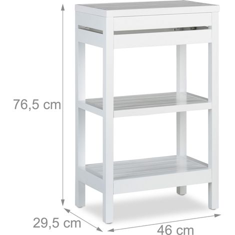 Scaffale da terra moderno bagno cucina 80 x 30 x 90 cm in bambù bianco 130004110