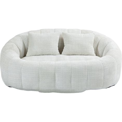 Fauteuil Poire en Chenille Beige pour Adultes et Enfants, Canapé Lounge Confortable avec Dossier Haut, Usage Intérieur et Extérieur (1/5)