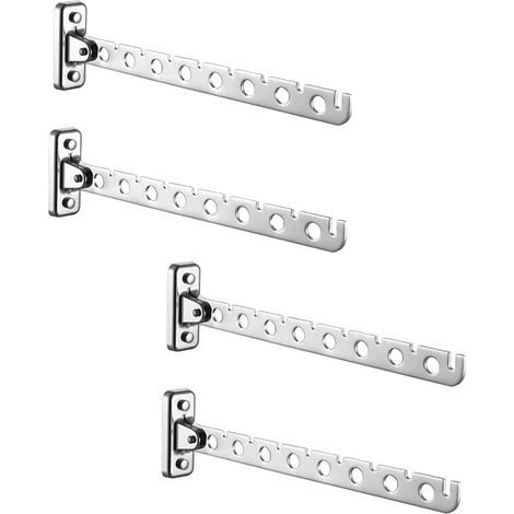 Wand-Wäscheständer, 4er-Set, faltbarer Wäschetrockner aus Edelstahl, Wand-Wäschehaken, faltbarer Wand-Wäscheständer, Hakenbügel für Schlafzimmer, Wohnzimmer, Balkon (1/5)
