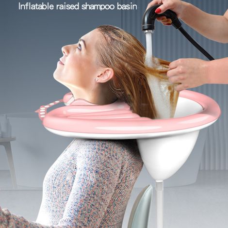 Bassin shampoing portable gonflable avec repose-tête pour seniors et femmes enceintes (1/5)