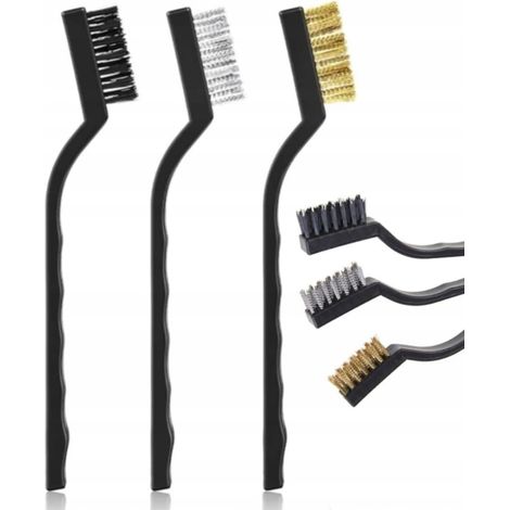 Set di Spazzole in Acciaio, Ottone e Nylon – Lunghezza 166 mm  Versatilità e Durata  Pulizia di Superfici Diverse