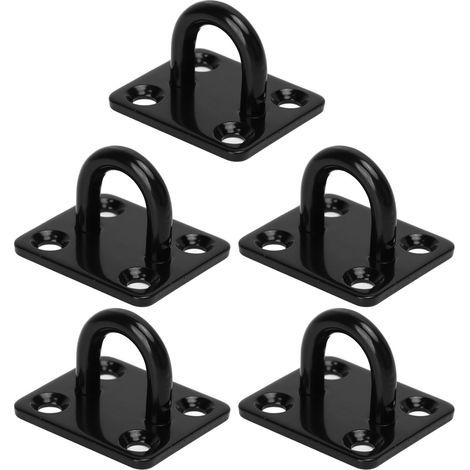 5 Pieces Stainless Steel Eye Plates, Heavy Duty Screw-in Wall Hook, 304 Stainless Steel Ceiling Mount, Screw-in Ceiling Hook for Hanging Nets, Ropes, Yoga Beams, Clotheslines (1/5)