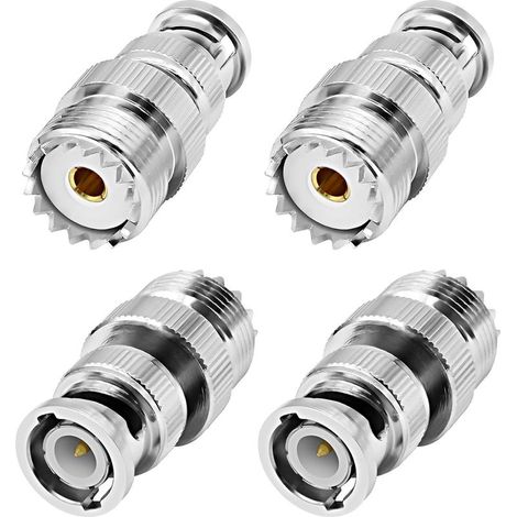 Lot de 4 connecteurs BNC vers SO239 PL259 UHF femelle pour antenne coaxiale à faible perte pour radio Ham / appareils LAN sans fil / antennes RF (1/5)