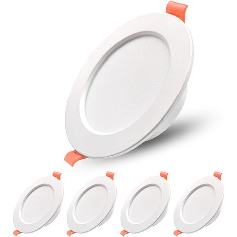 Spot Plafond LED 6000K mince 5W IP44 Die Casting Aluminium Ceiling Light 480LM Downlight Kitchen Convient pour salon Chambre Salle de bain, Découpe Conseils Ø80-85mm Paquet de 5 (1/5)