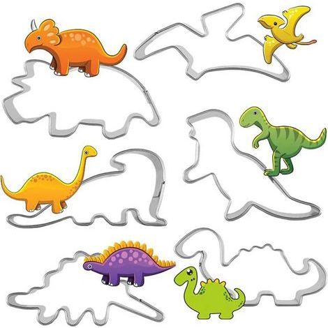 Set mit 6 Dinosaurier-Ausstechformen aus Edelstahl, Keksformen, Plätzchenausstechern und Fondantausstechern (1/5)