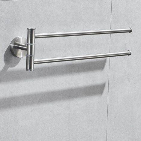 Toallero giratorio de cocina - Toallero de pared de 2 brazos - Acabado cepillado en acero inoxidable 304 (1/4)
