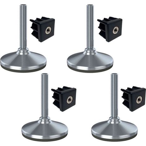 materiale cantiere 16x150x105mm piede inoxidabile, base con patino in gomma + inserti 40x40x2.mm -Set di 4