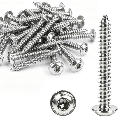 Vis en acier inoxydable 304, 50 pièces, vis autotaraudeuses Torx M4x30mm, têtes rondes pour tôle, bois, plastique (1/5)
