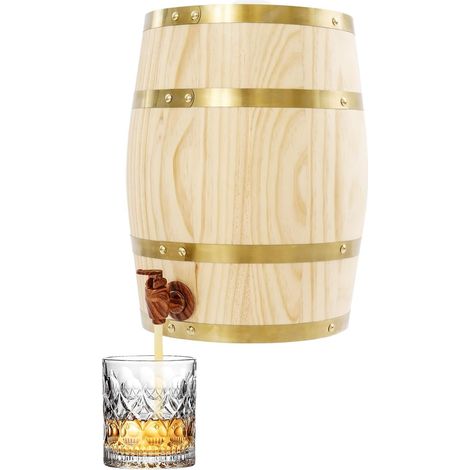 Tonneau en bois de pin de 10 litres avec robinet - Tonneau de vin pour whisky, vin et spiritueux - Design debout sans support - Idéal pour bar, restauration et stockage