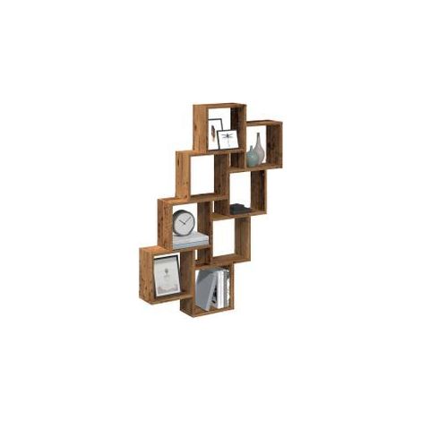 Étagère murale en forme de cube vieux bois 90x15x119,5 (1/5)