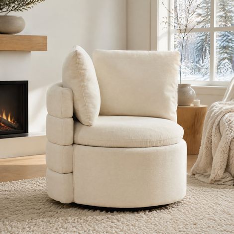 Poltrona girevole 360° con contenitore chenille OKMYHOME (1/5)