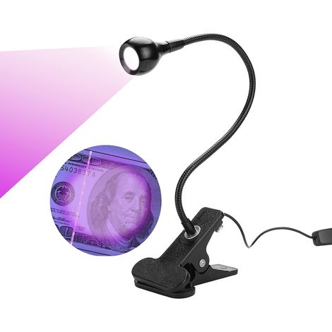 Lampe UV LED Noire avec Col de Cygne 395nm Parfaite pour Durcissement d'Ongles Réparation Téléphone (1/5)
