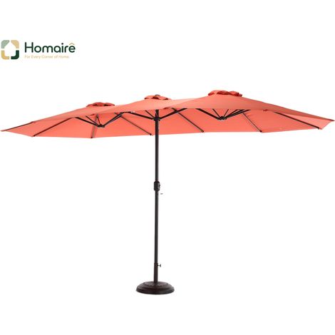 HOMAIRE Parasol extérieur rectangulaire large double face 14,8 pieds avec manivelle orange