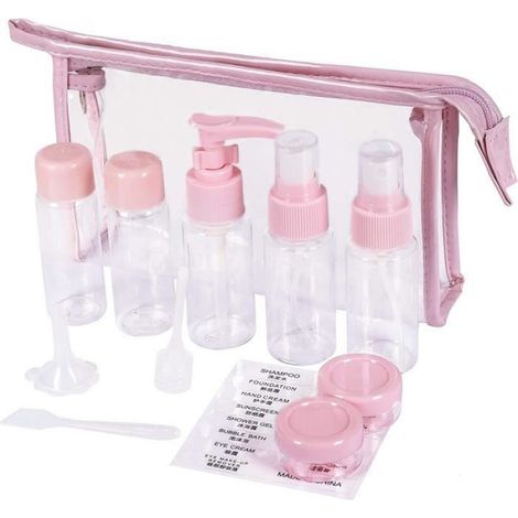 12 pcs bouteilles de voyage vides,bouteilles cosmétiques de voyage,vaporisateur liquide de voyage transparent,kit de voyage en avion (1/4)