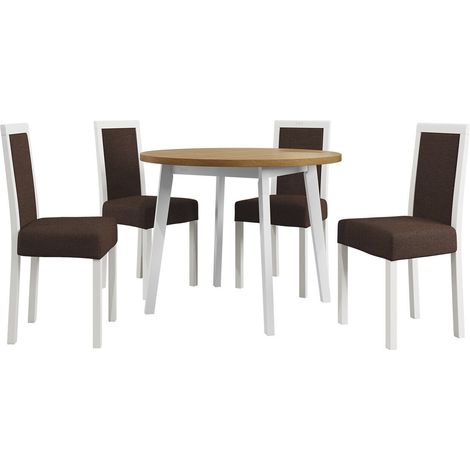 Conjunto de mesas y sillas para comedor Victorville 306, Blanco, 75x0x0cm, Diámetro: 100, Número de asientos: 4, Estilo: Contemporary