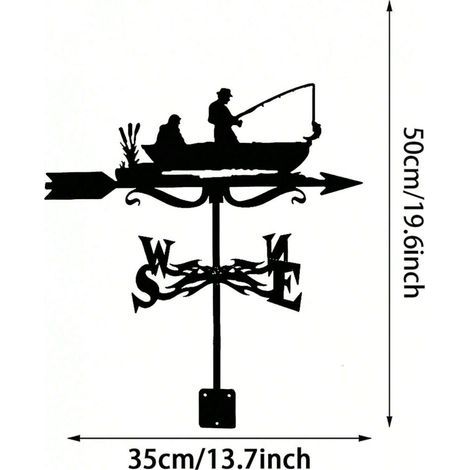 Girouette de pêcheur en fer forgé, décoration de jardin, cour, extérieur, indicateur de direction du vent, kit pour pelouse extérieure (1/5)