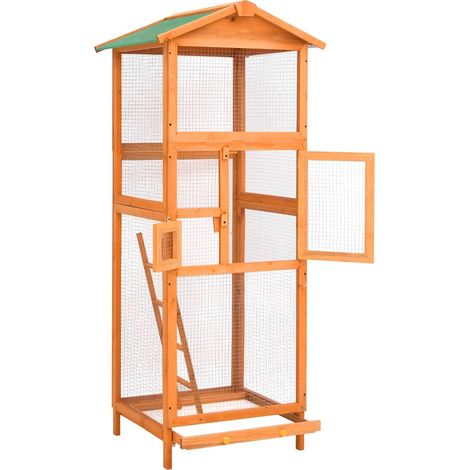 Maison Exclusive - Cage à oiseaux 68x62x166 cm bois de sapin massif (1/5)