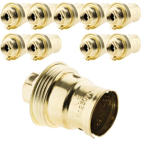Lot de 10 douilles B22 Acier laitonné simple bague borne de terre (1/2)