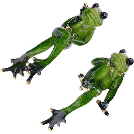Gartenfiguren Frosch Paar Kunstharz Sitzend Wetterfest