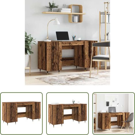vidaXL Bureau moderne - Bureau Bois ancien 140 x 50 x 75 cm Bois d'ingénierie (1/5)