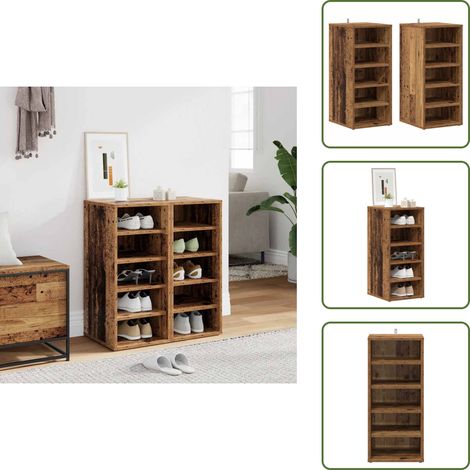 vidaXL Armoires à chaussures 2 pcs vieux bois bois d'ingénierie