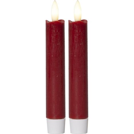Bougies bâton LED Novaliv avec minuterie ROUGE pack de 2 intérieur avec fonction minuterie 6 heures VRAIE CIRE 15 cm de hauteur pour les bougies 2,2
