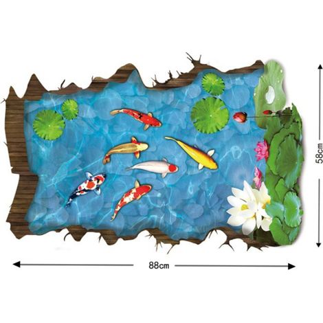 3D-Stereo-Lotus-Fischteich-Wand- und Bodenaufkleber für Heim- und Geschäftsdekoration XH92193D (1/5)