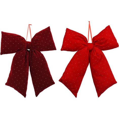 Fiocco Decorativo 40 cm in poliestere con diamantini- Rosso/Bordeaux