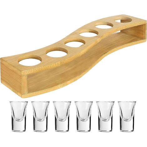 Ensemble de 6 verres S (30 ml) avec support et base lourde, idéal pour whisky et tequila. Plateau de service inclus. (1/5)