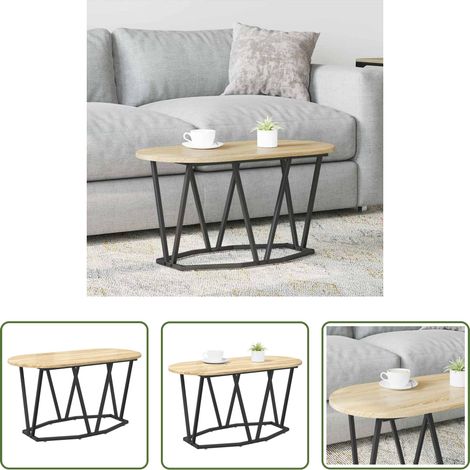 Industrieller Couchtisch - Couchtisch Sonoma-Eiche 80 x 40 x 40.5 cm Sperrholz und Metall (1/5)